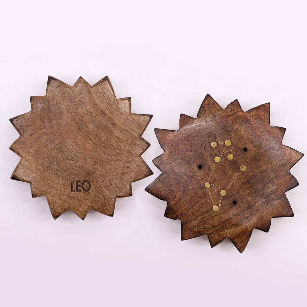 Brûleur d'encens en laiton gravé, signe du zodiaque - Soleil