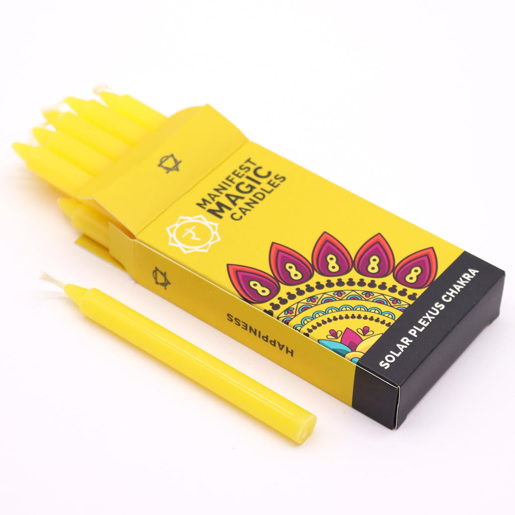 Bougies Manifest Magic (paquet-de-12) - Jaune - Chakra du plexus solaire
