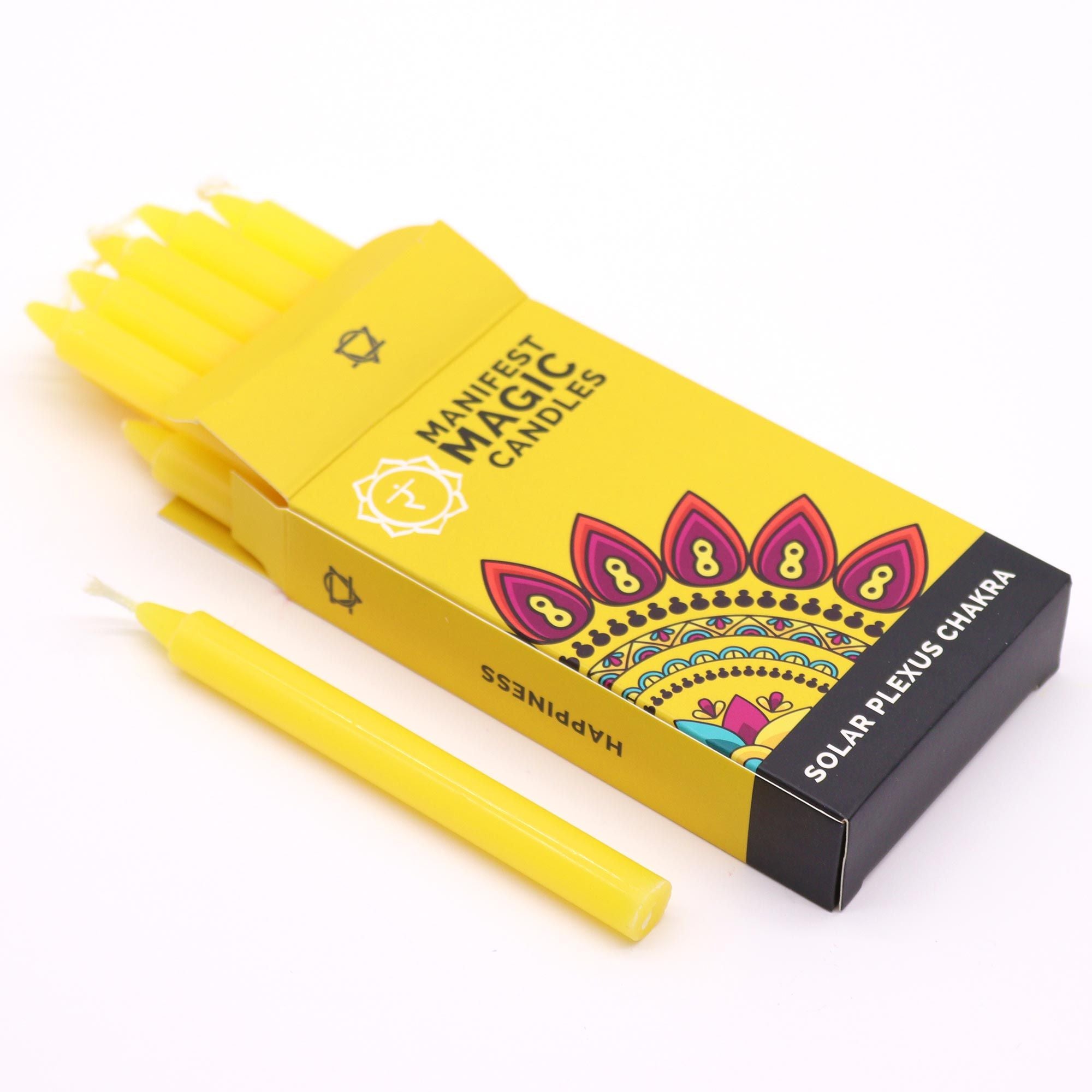 Bougies Manifest Magic (paquet-de-12) - Jaune - Chakra du plexus solaire