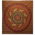 Couette double en coton + tenture murale - Mandala classique - Vert