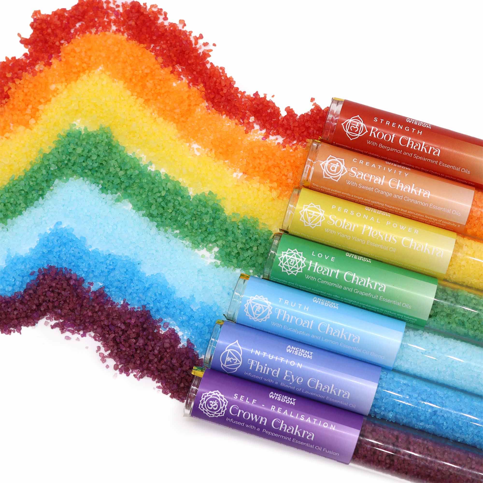 Sels de bain en flacons - Chakra - Coffret cadeau 7 jours