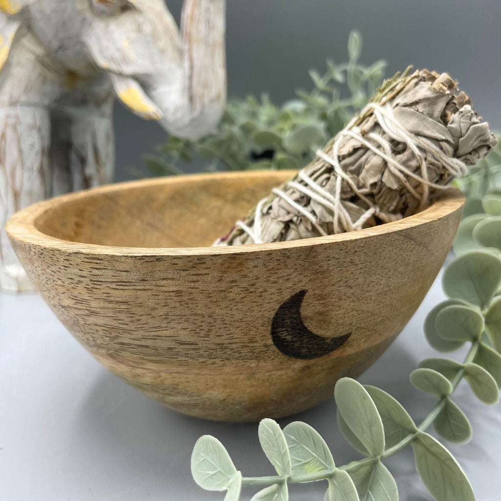 Bol en bois pour offrandes et rituels - Trois Lunes - 13 x 7 cm