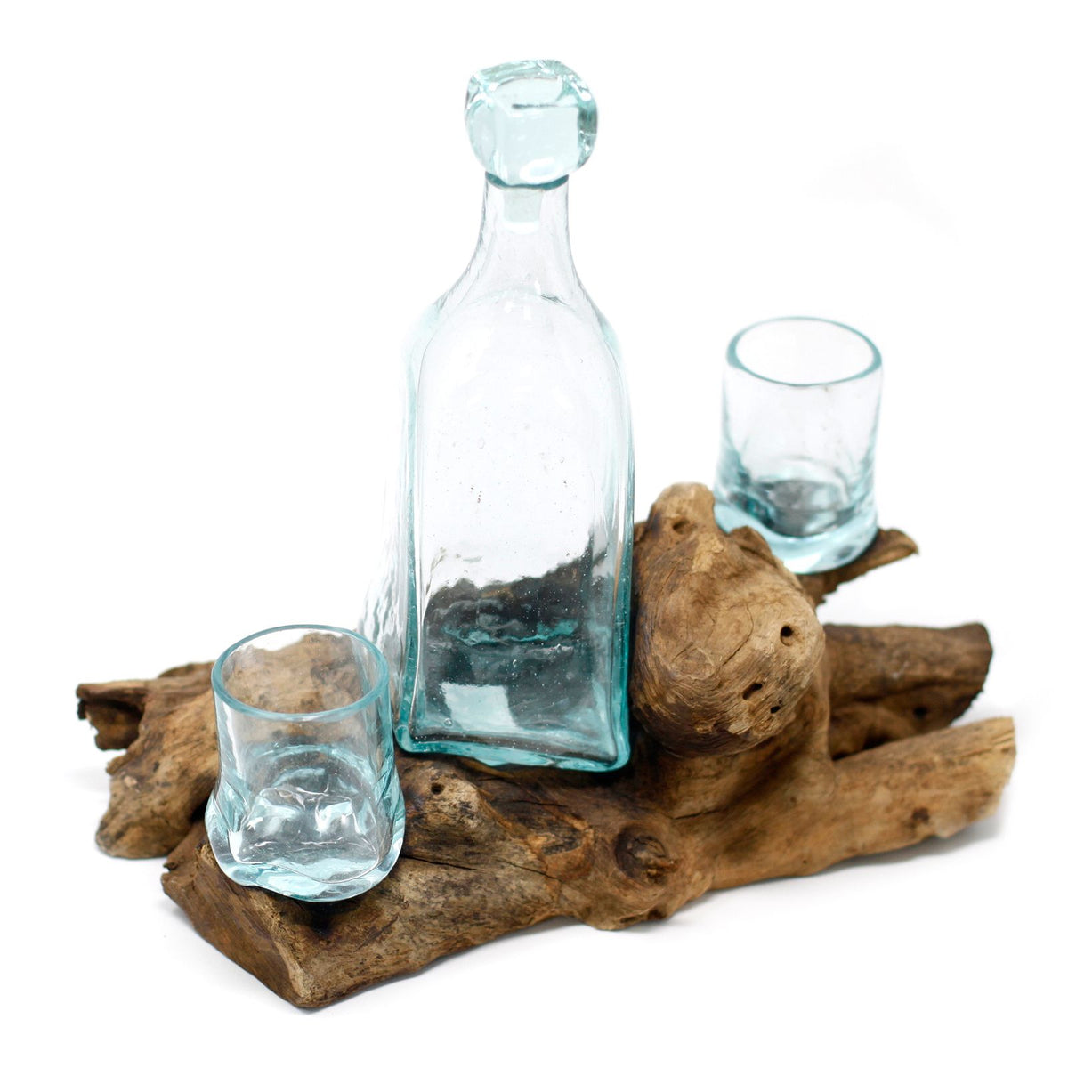 Coffret à whisky en verre fusionné sur bois