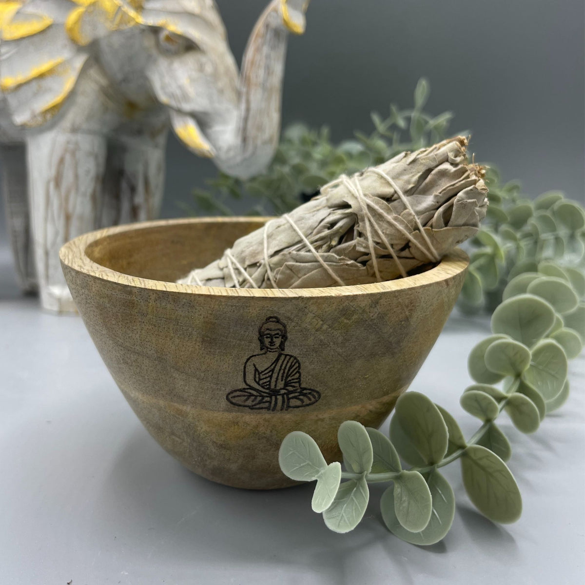 Bol en bois pour offrandes et rituels - Bouddha - 11 x 7 cm