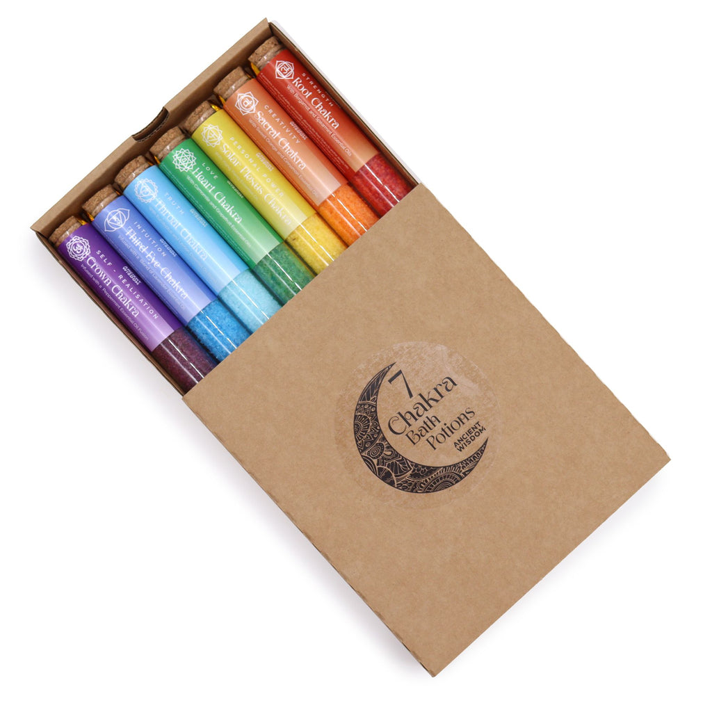 Sels de bain en flacons - Chakra - Coffret cadeau 7 jours