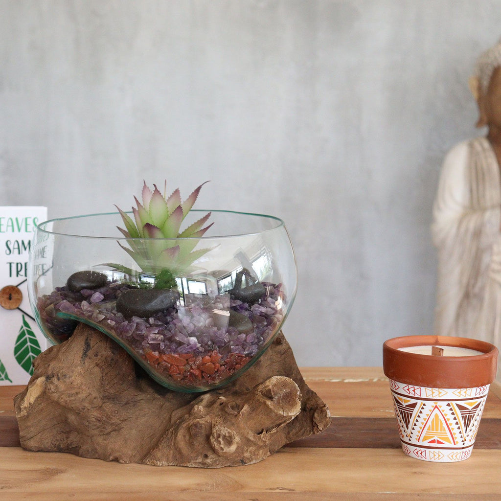 Verre fusionné sur bois - Grand bol ouvert