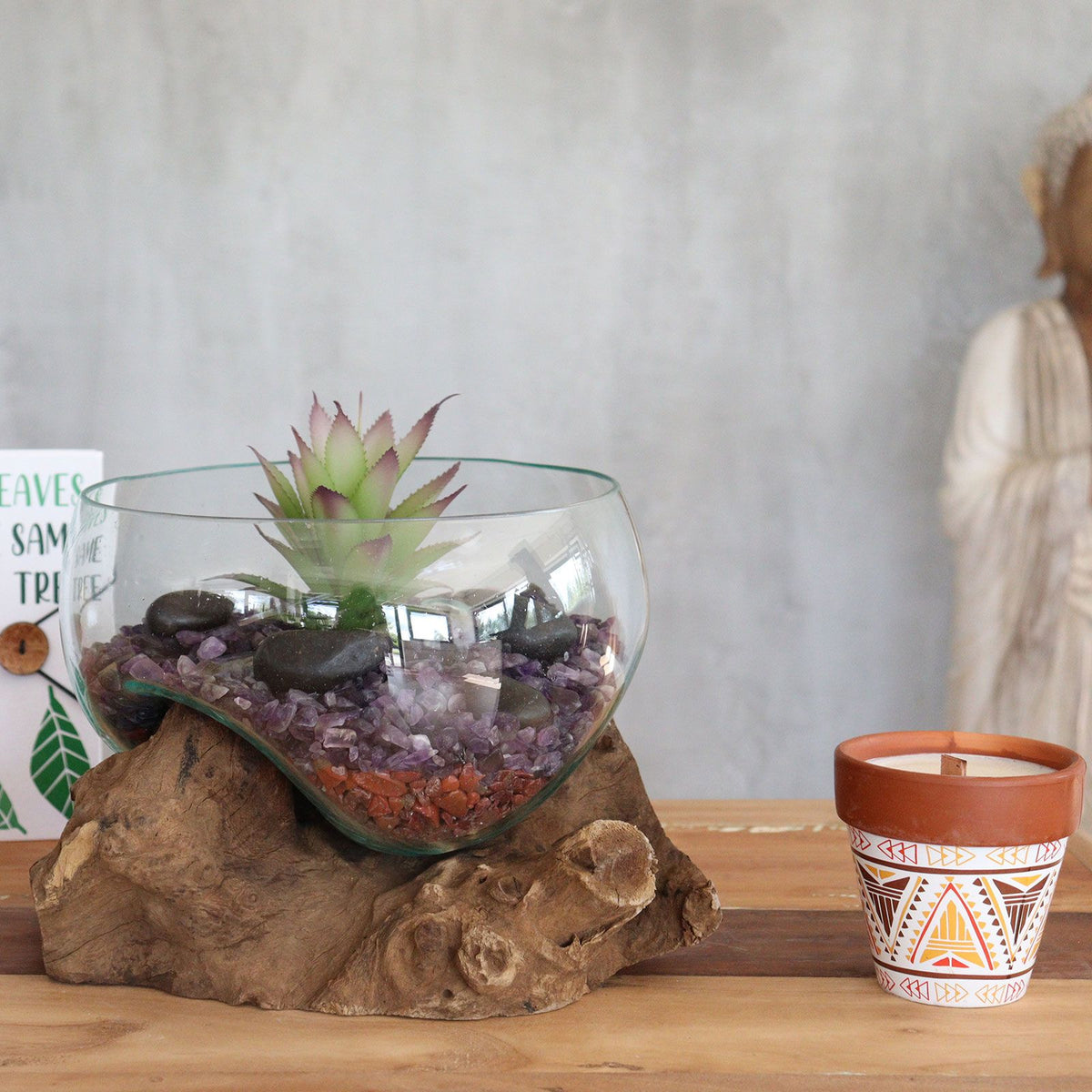 Verre fusionné sur bois - Grand bol ouvert