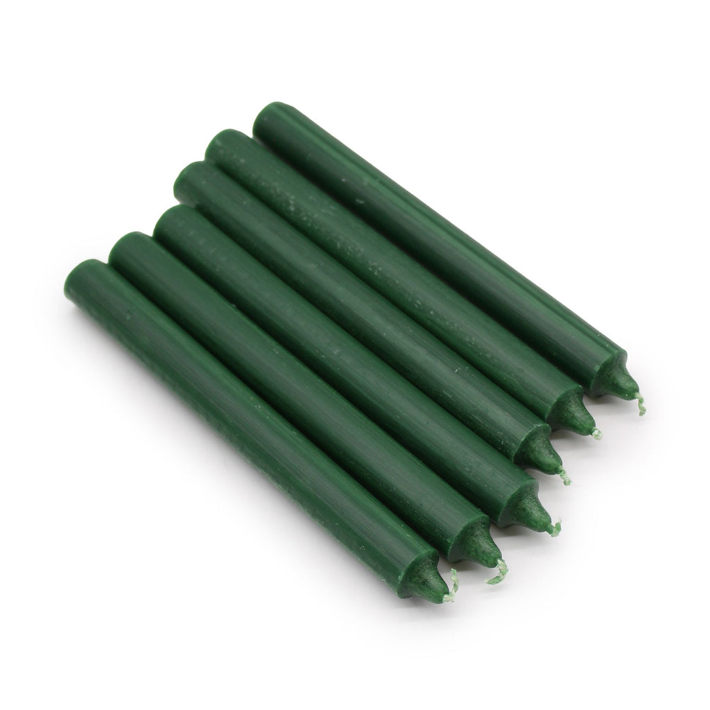 Bougies en vrac de couleur unie - Vert houx rustique - Lot de 10