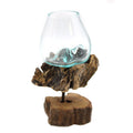 Bol moyen en verre fusionné sur bois avec support