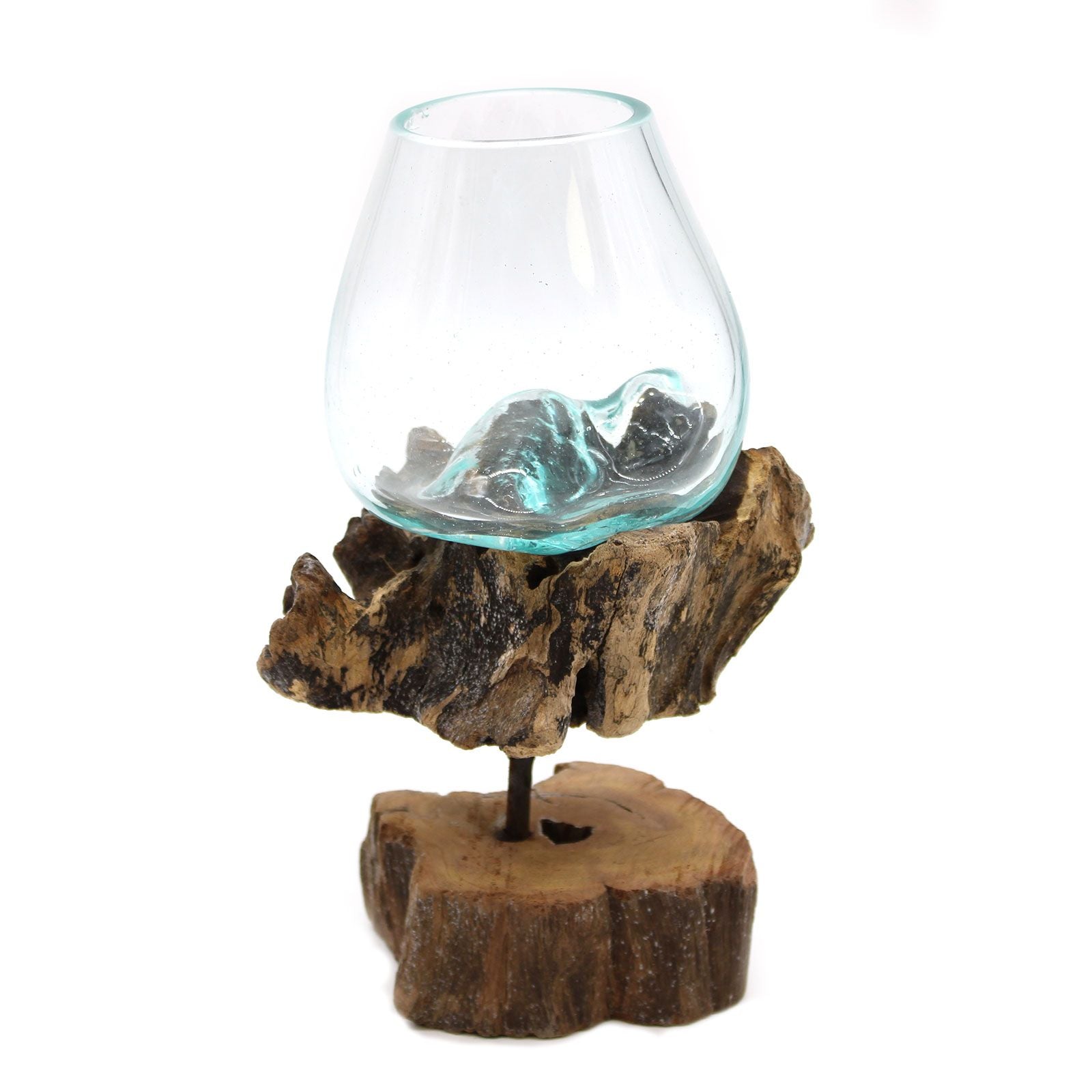 Bol moyen en verre fusionné sur bois avec support