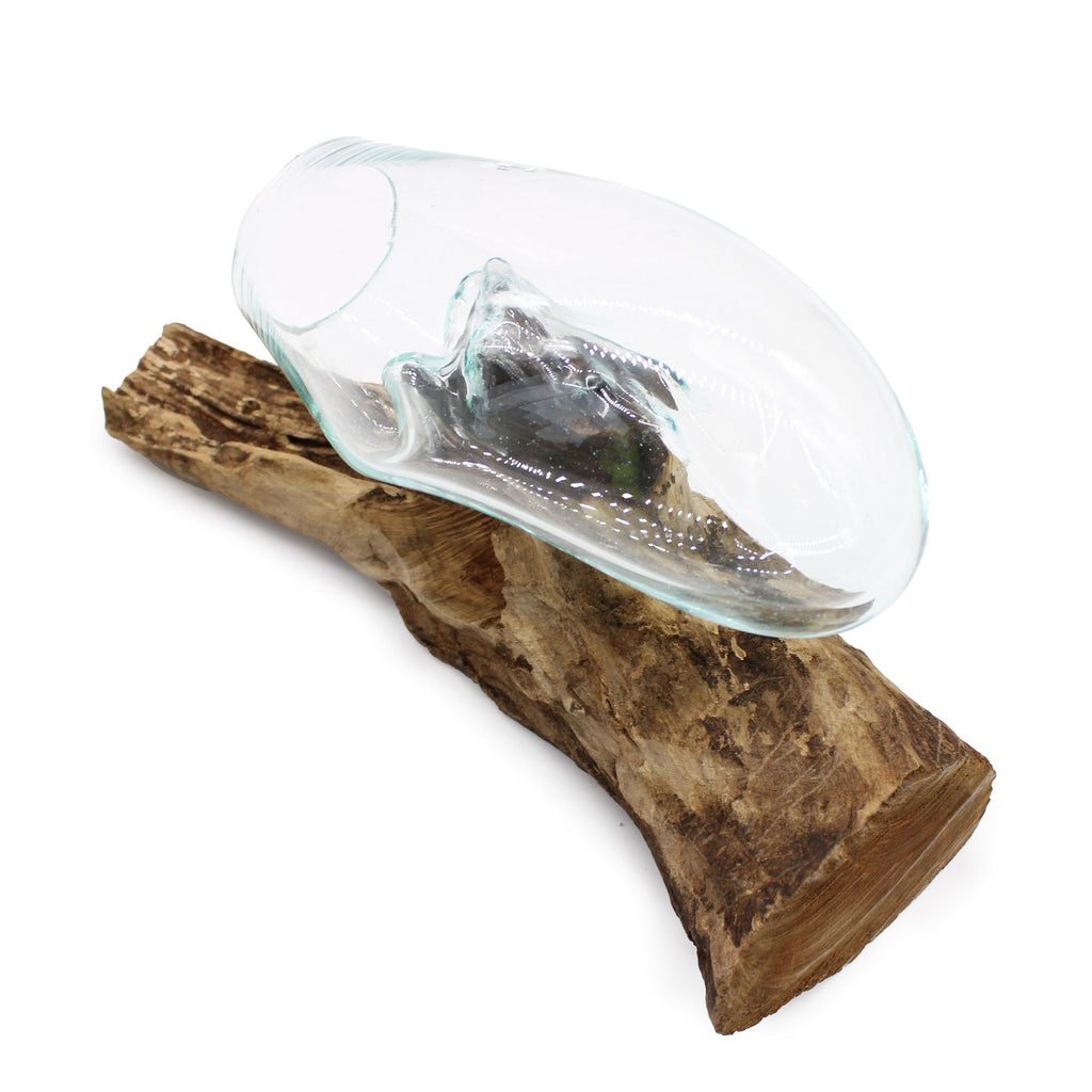 Bol suspendu en verre fusionné sur bois