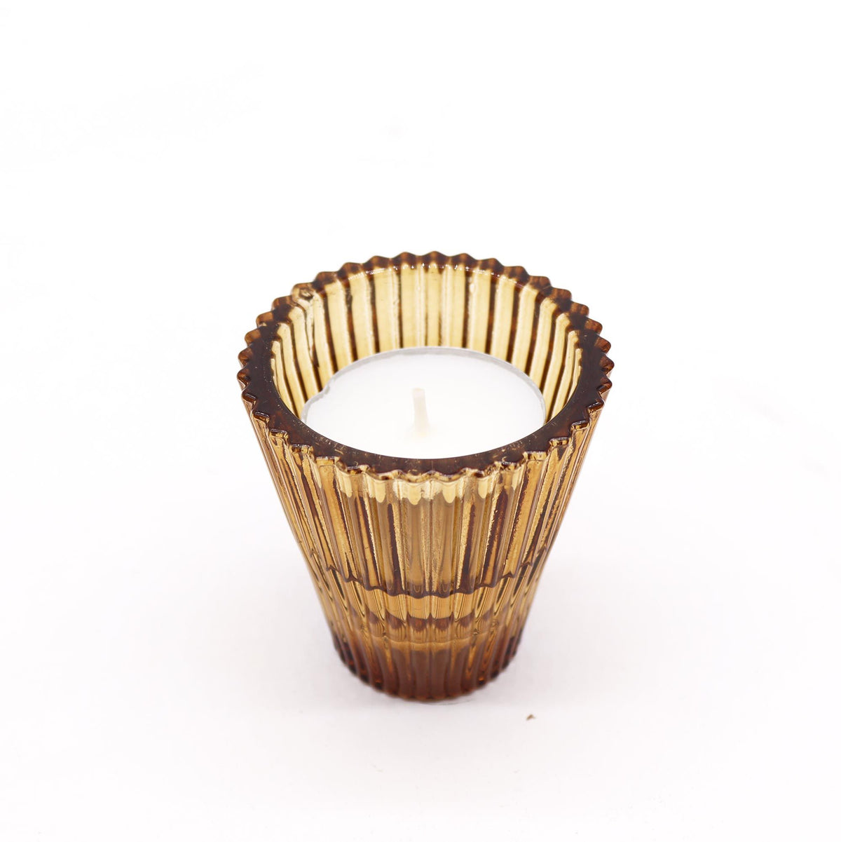 Bougeoir réversible pour bougie de table/thé - Ambre antique