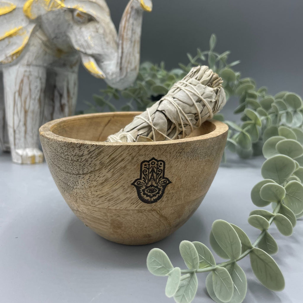 Bol en bois pour offrandes et rituels - Hamsa - 11 x 7 cm