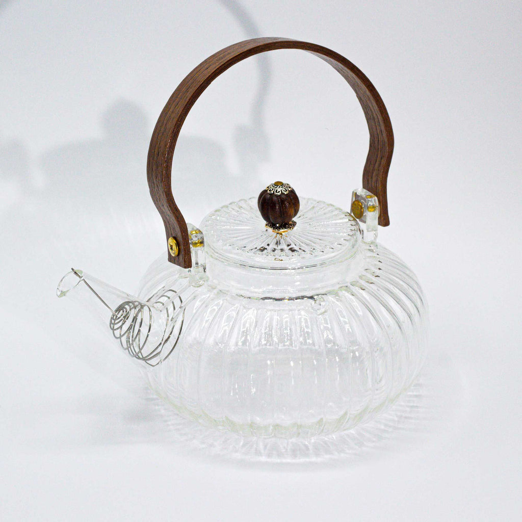 Théière en verre avec infuseur - Perle cannelée transparente - 850 ml