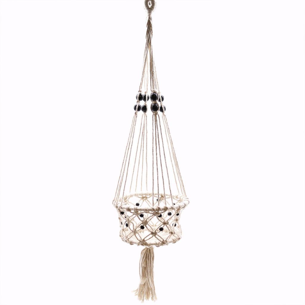Pot de fleurs en macramé - Grand modèle avec perles