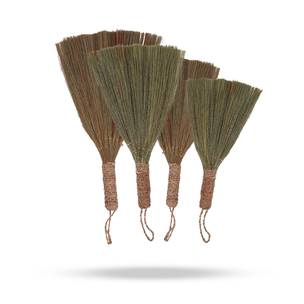 Lot de 4 balais éventails en herbe de la pampa - Tailles assorties naturelles