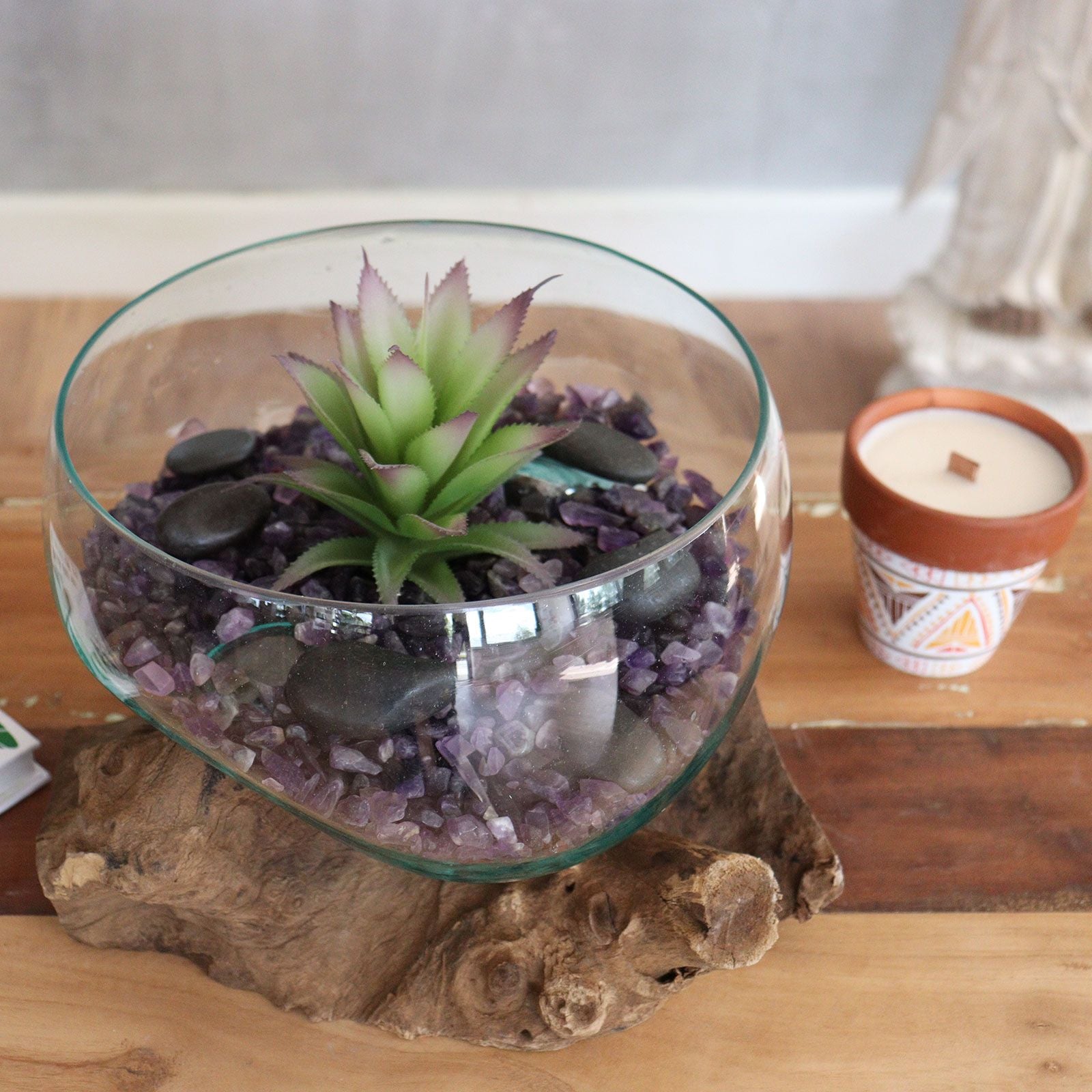 Verre fusionné sur bois - Grand bol ouvert
