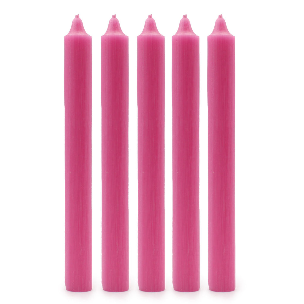 Bougies en vrac de couleur unie - Rose foncé rustique - Lot de 10