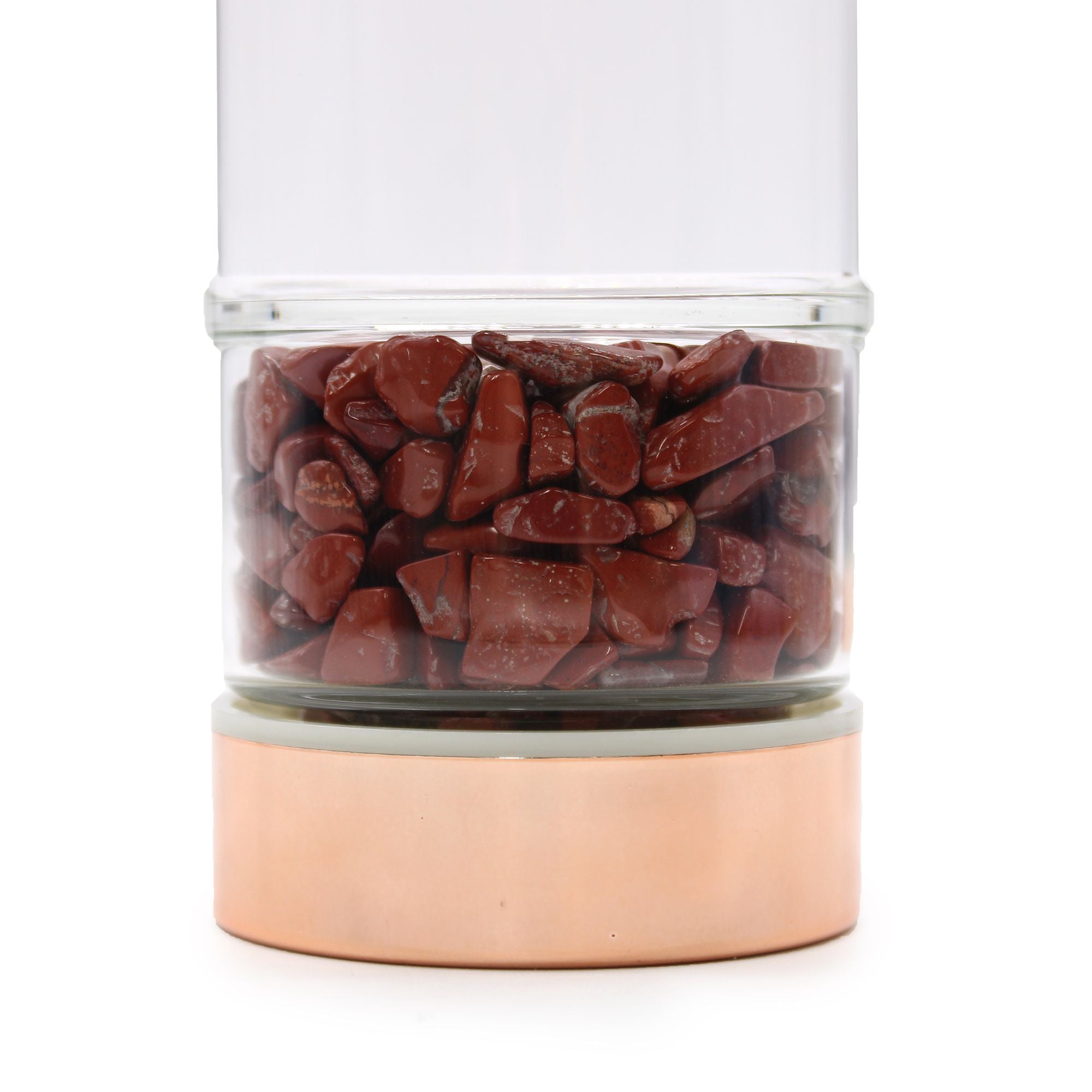 Bouteille de thé en verre - or rose - jaspe rouge