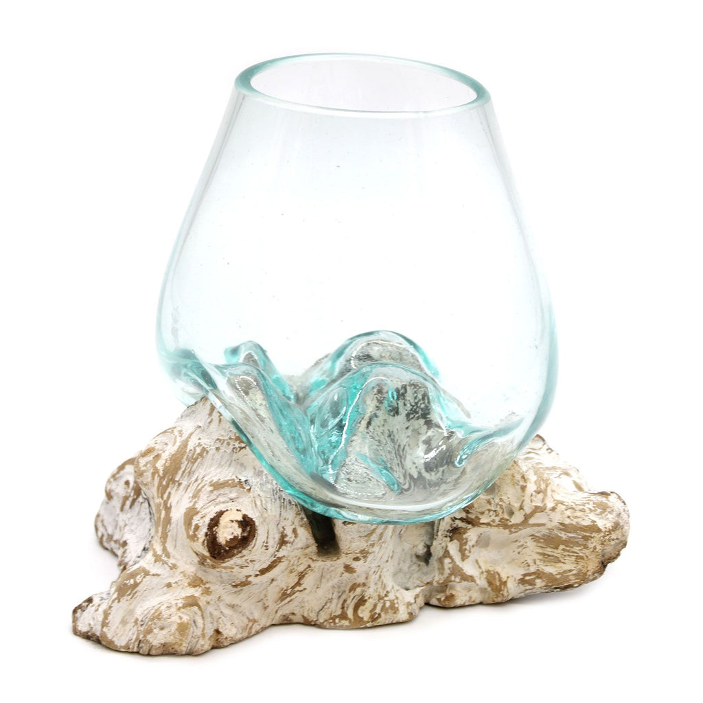 Verre fusionné sur bois blanchi - Grand bol