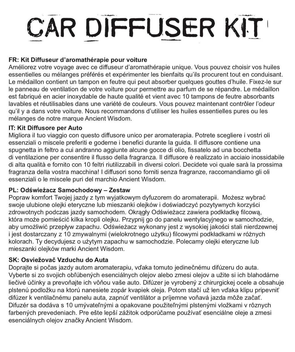 Kit diffuseur pour voiture - Boîte en métal Yoga Chakra - 30 mm