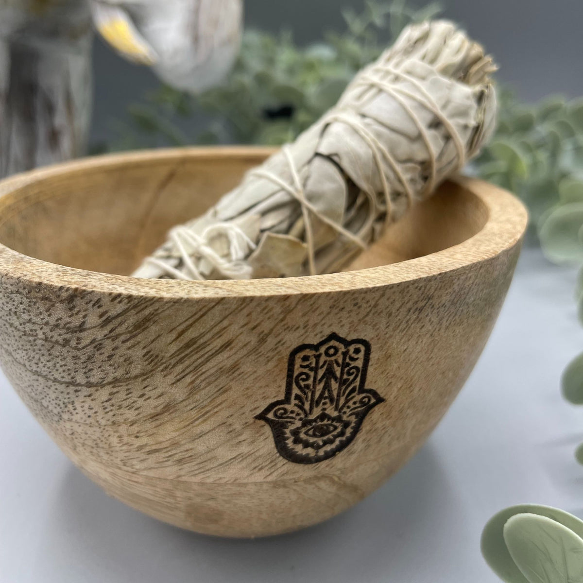 Bol en bois pour offrandes et rituels - Hamsa - 11 x 7 cm