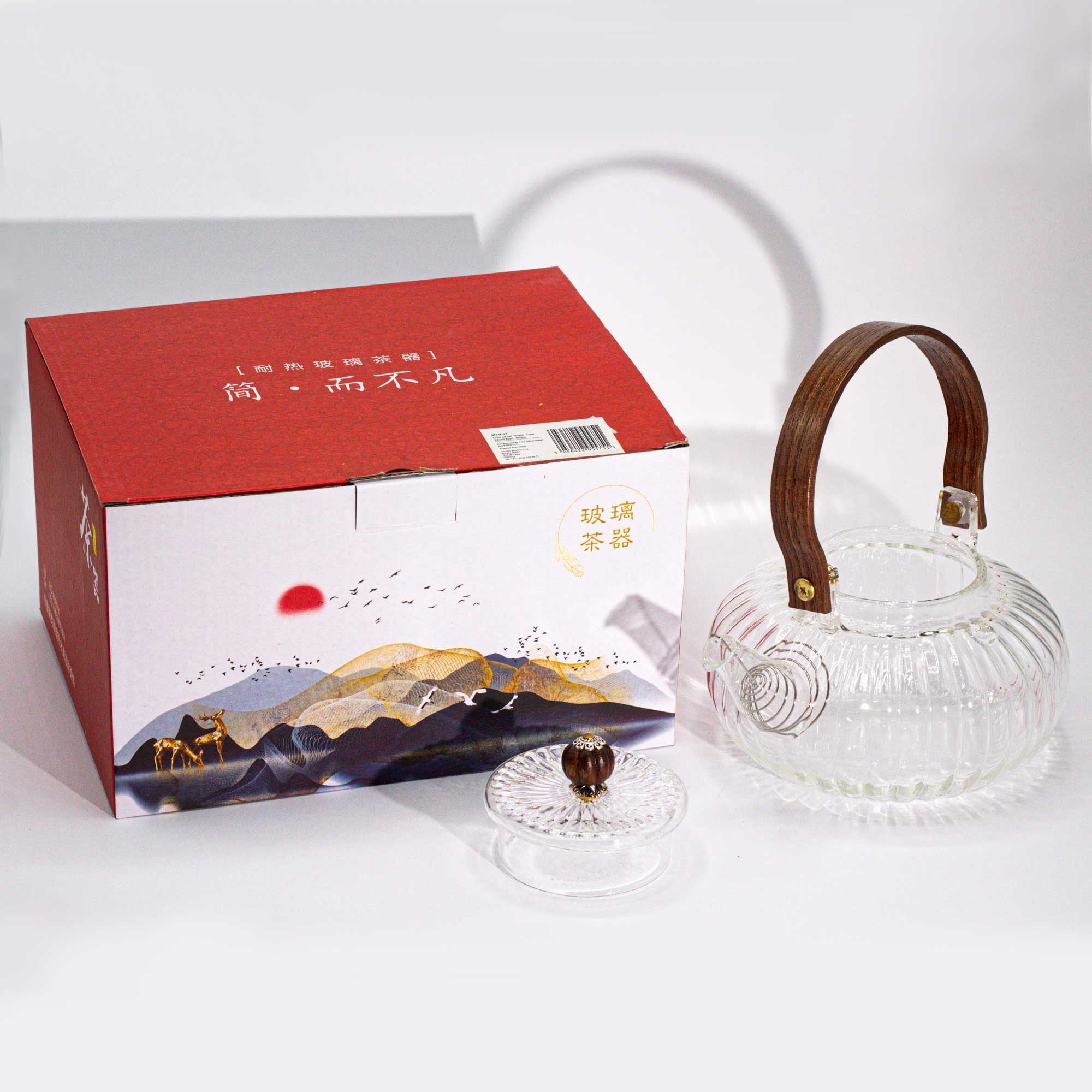 Théière en verre avec infuseur - Perle cannelée transparente - 850 ml