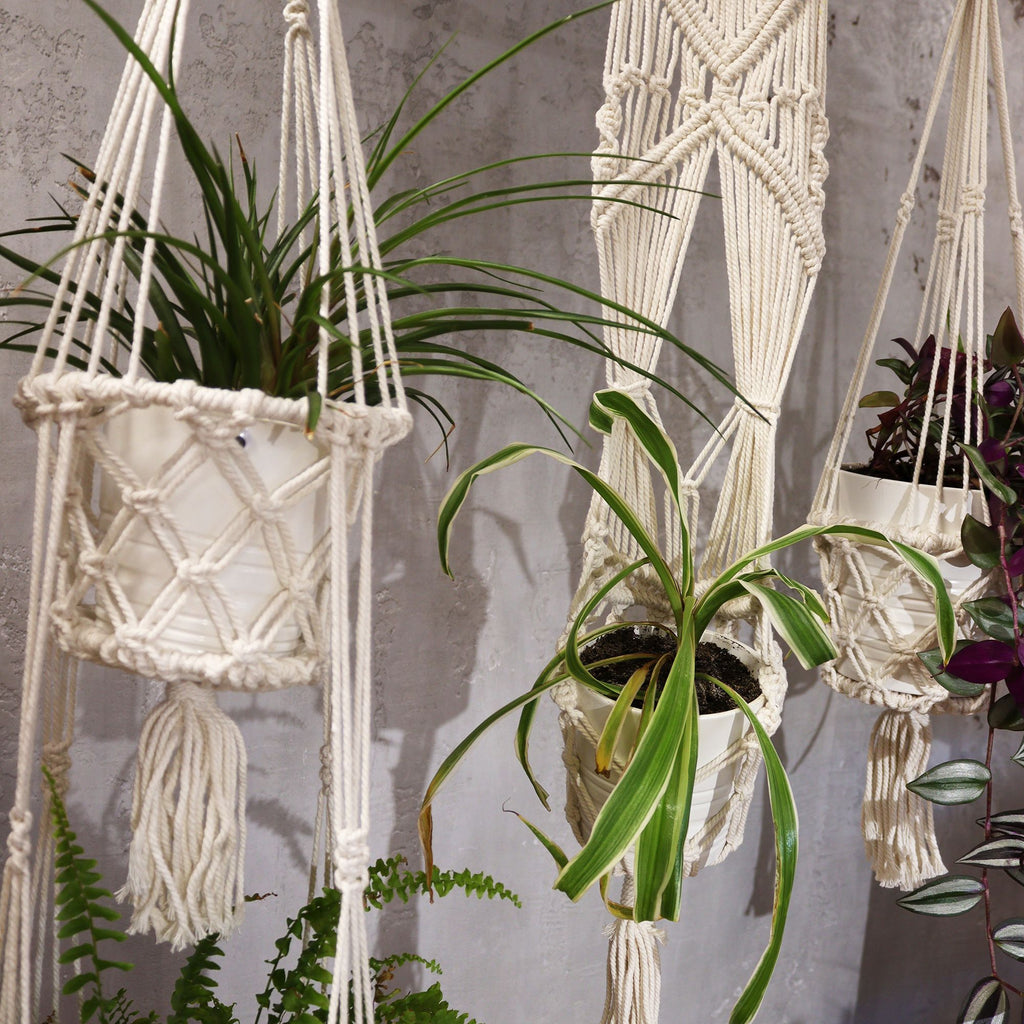 Jardinière en macramé double
