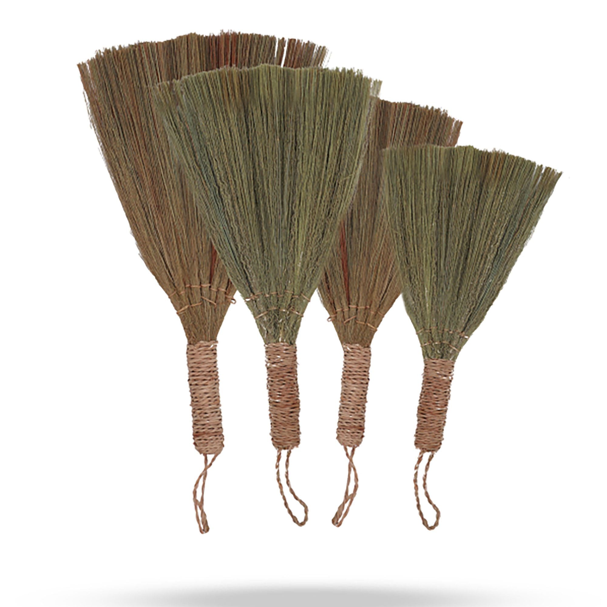 Lot de 4 balais éventails en herbe de la pampa - Tailles assorties naturelles