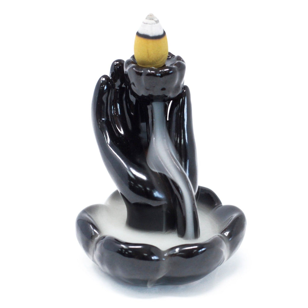Brûleur d'encens à flux inversé - Main et fleur de lotus