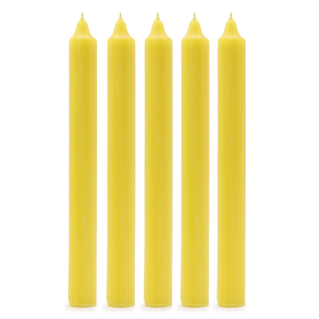 Ensemble de 21 bougies de table couleur unie - Citron rustique