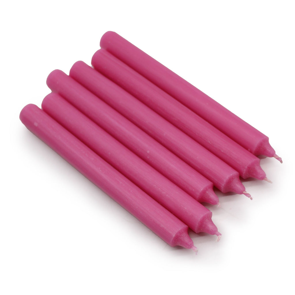 Bougies en vrac de couleur unie - Rose foncé rustique - Lot de 10