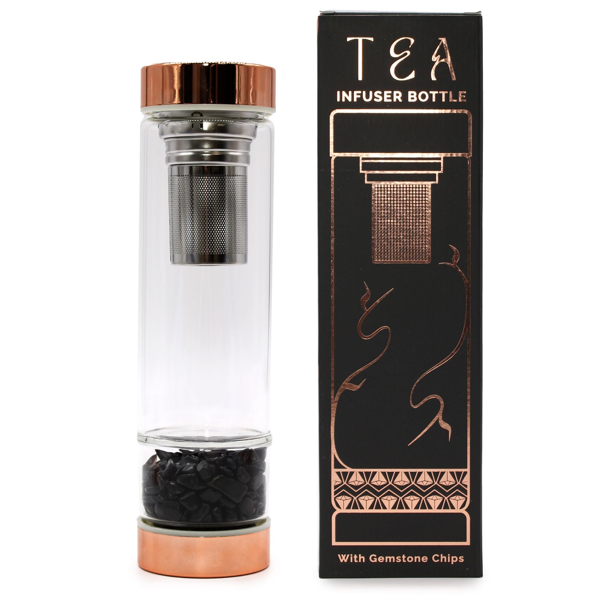 Bouteille de thé en verre - or rose - Onyx