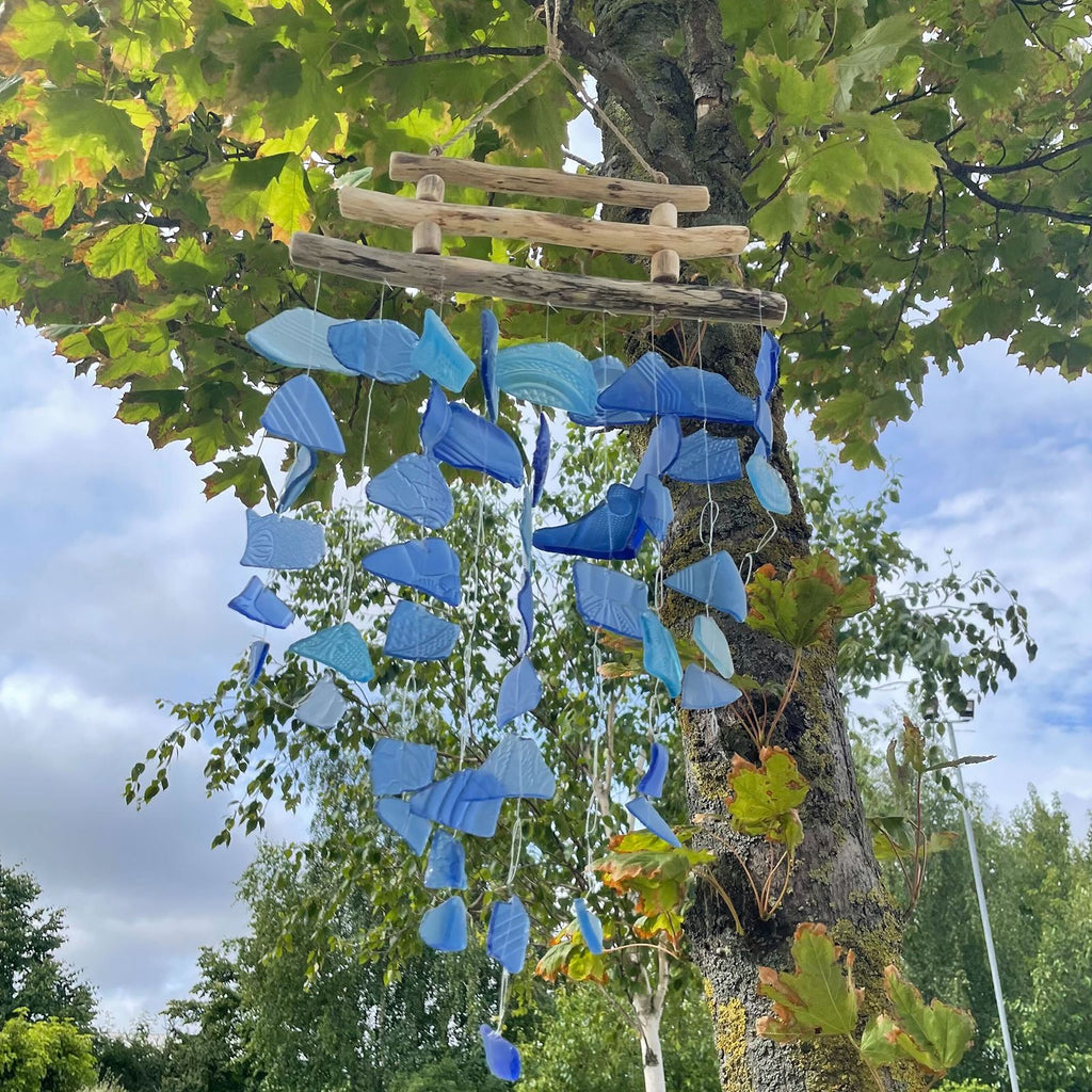 Carillon éolien en verre recyclé - Bleu