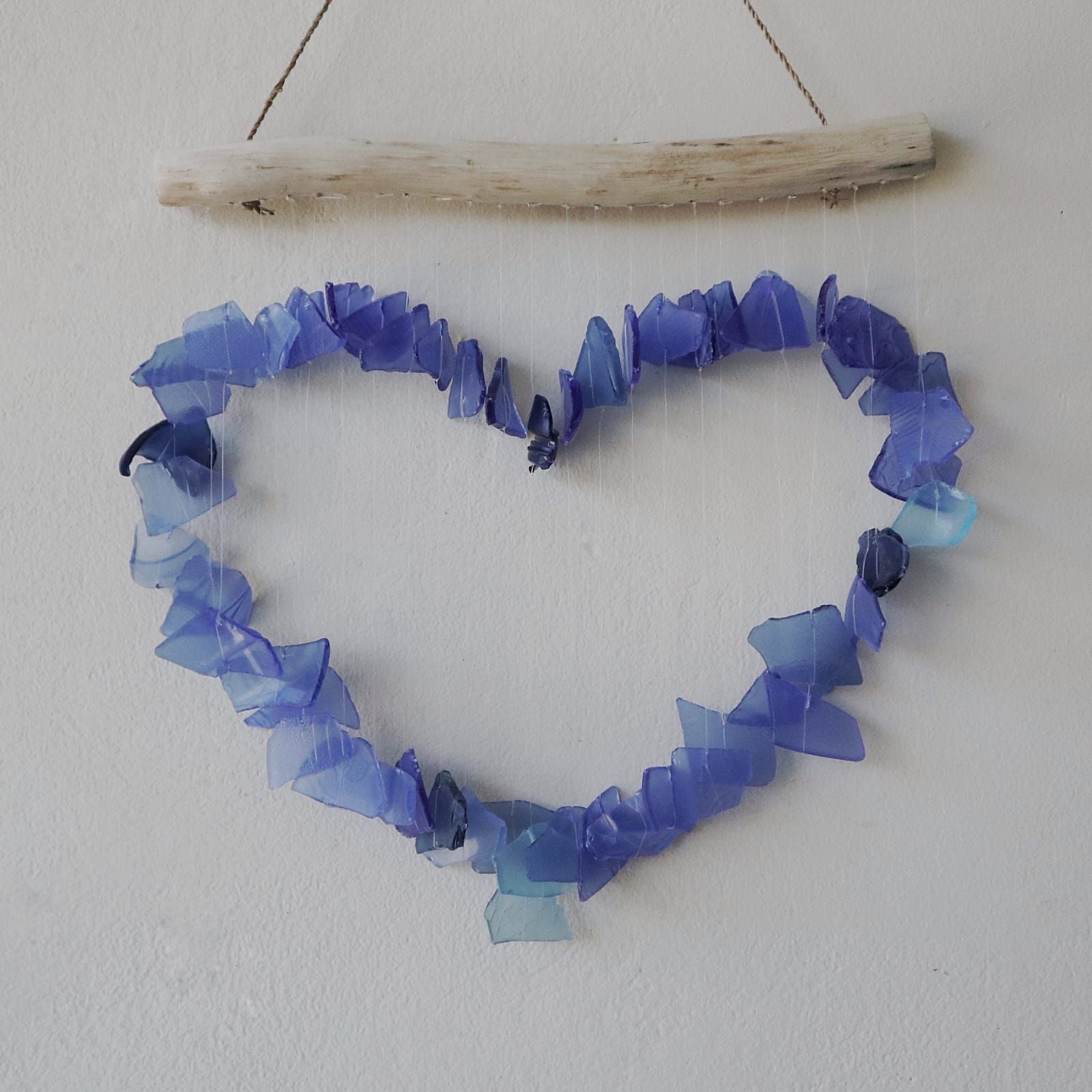 Carillon éolien en verre recyclé - Bleu et blanc