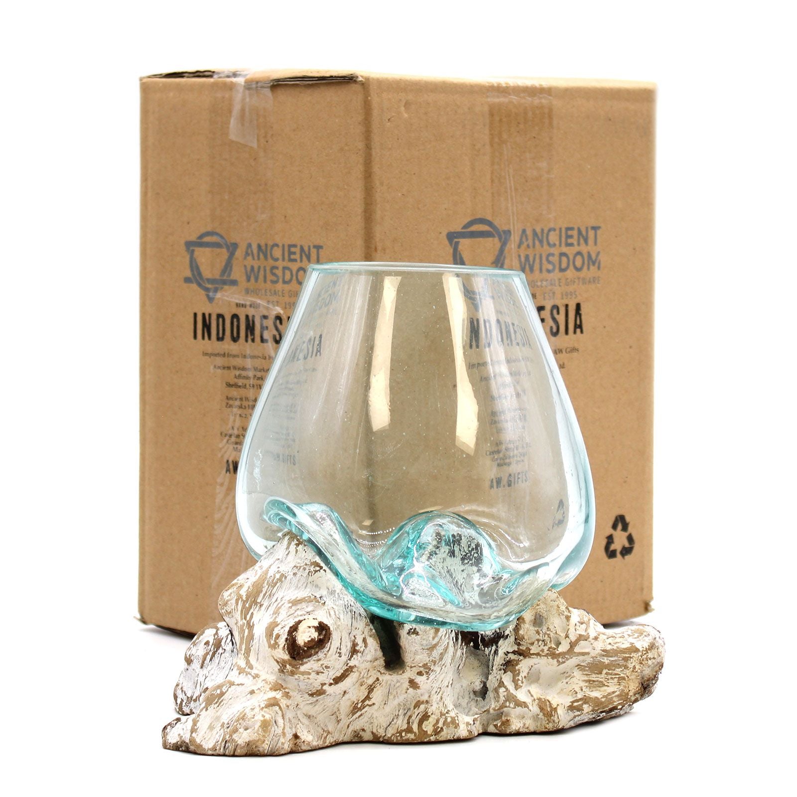 Verre fusionné sur bois blanchi - Grand bol