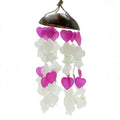 Carillon à vent en noix de coco et nacre de Capiz - Formes assorties roses et blanches - 35 cm
