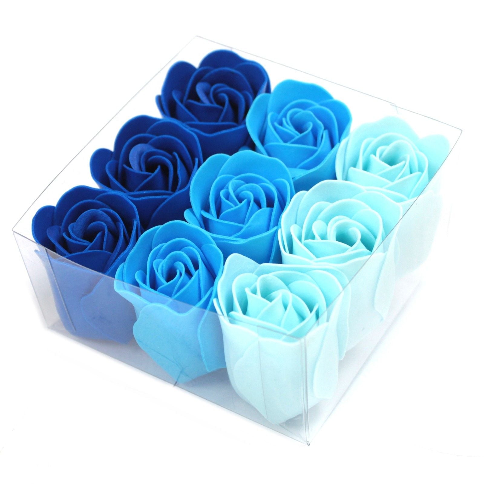 Lot de 9 fleurs en savon - Roses bleues