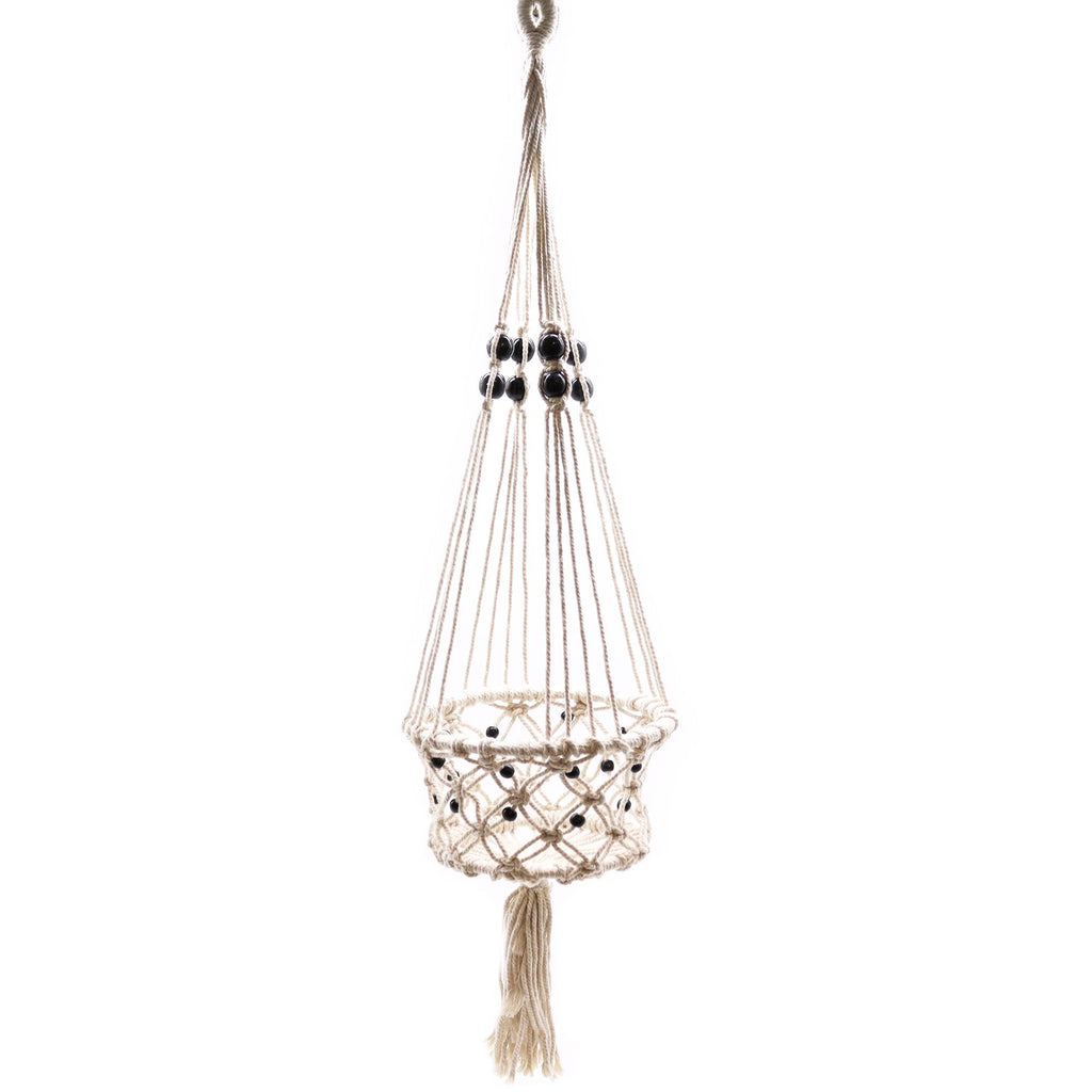Pot de fleurs en macramé - Grand modèle avec perles
