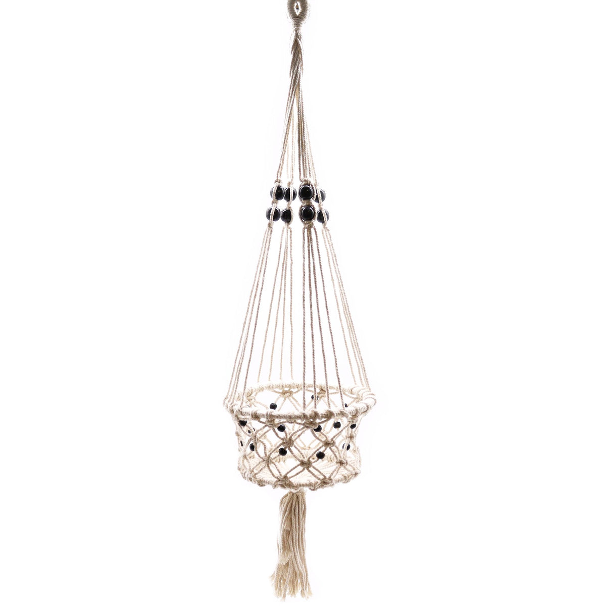 Pot de fleurs en macramé - Grand modèle avec perles