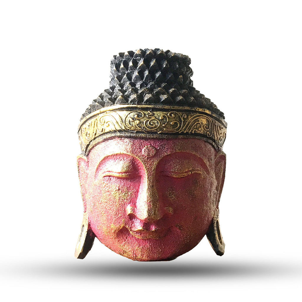 Tête de Bouddha décorative - 25 cm - Rouge vif