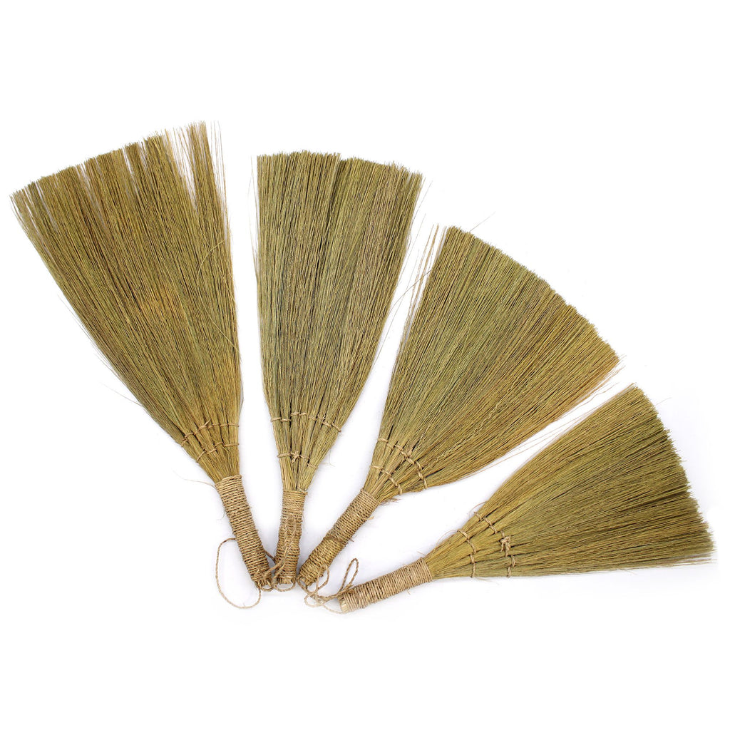Lot de 4 balais éventails en herbe de la pampa - Tailles assorties naturelles
