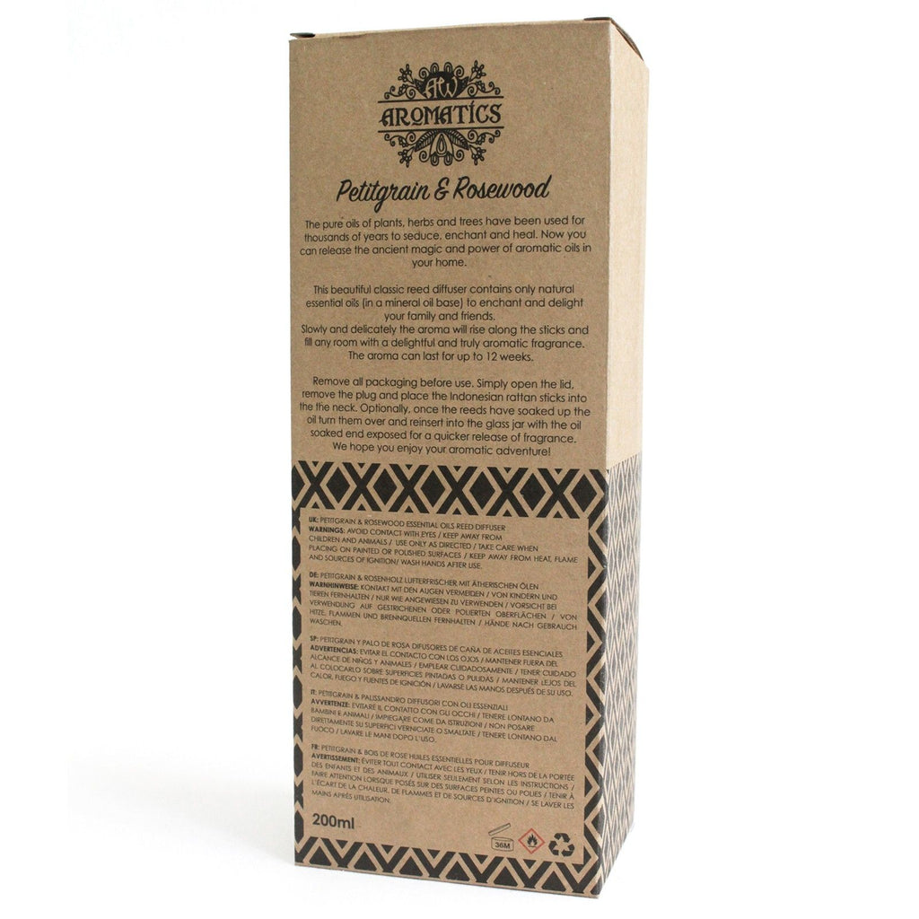 Diffuseur à bâtonnets aux huiles essentielles - Petitgrain et bois de rose