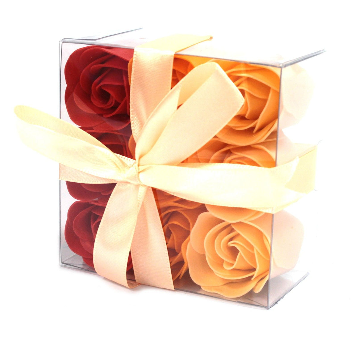 Lot de 9 fleurs en savon - Roses pêche