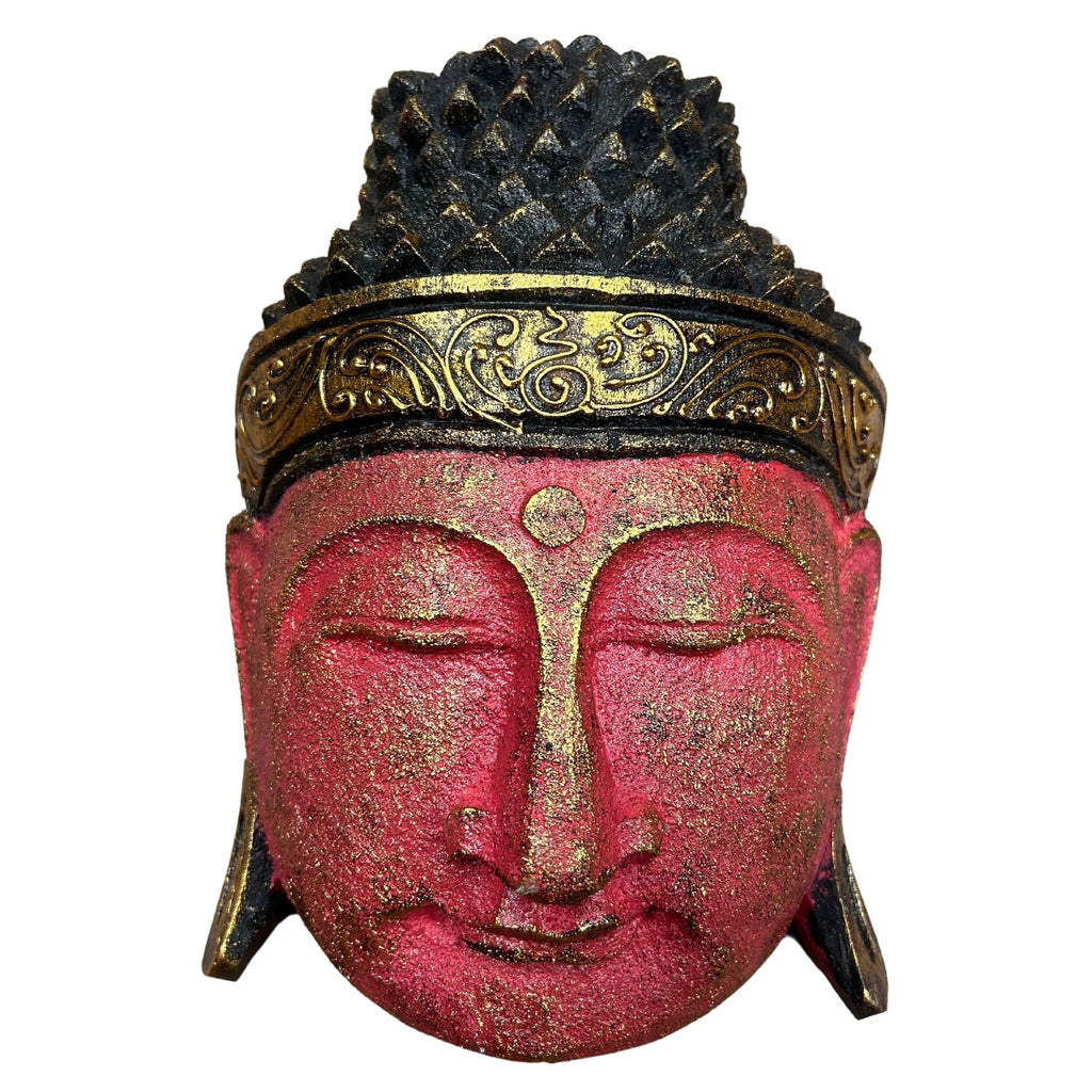 Tête de Bouddha décorative - 25 cm - Rouge vif