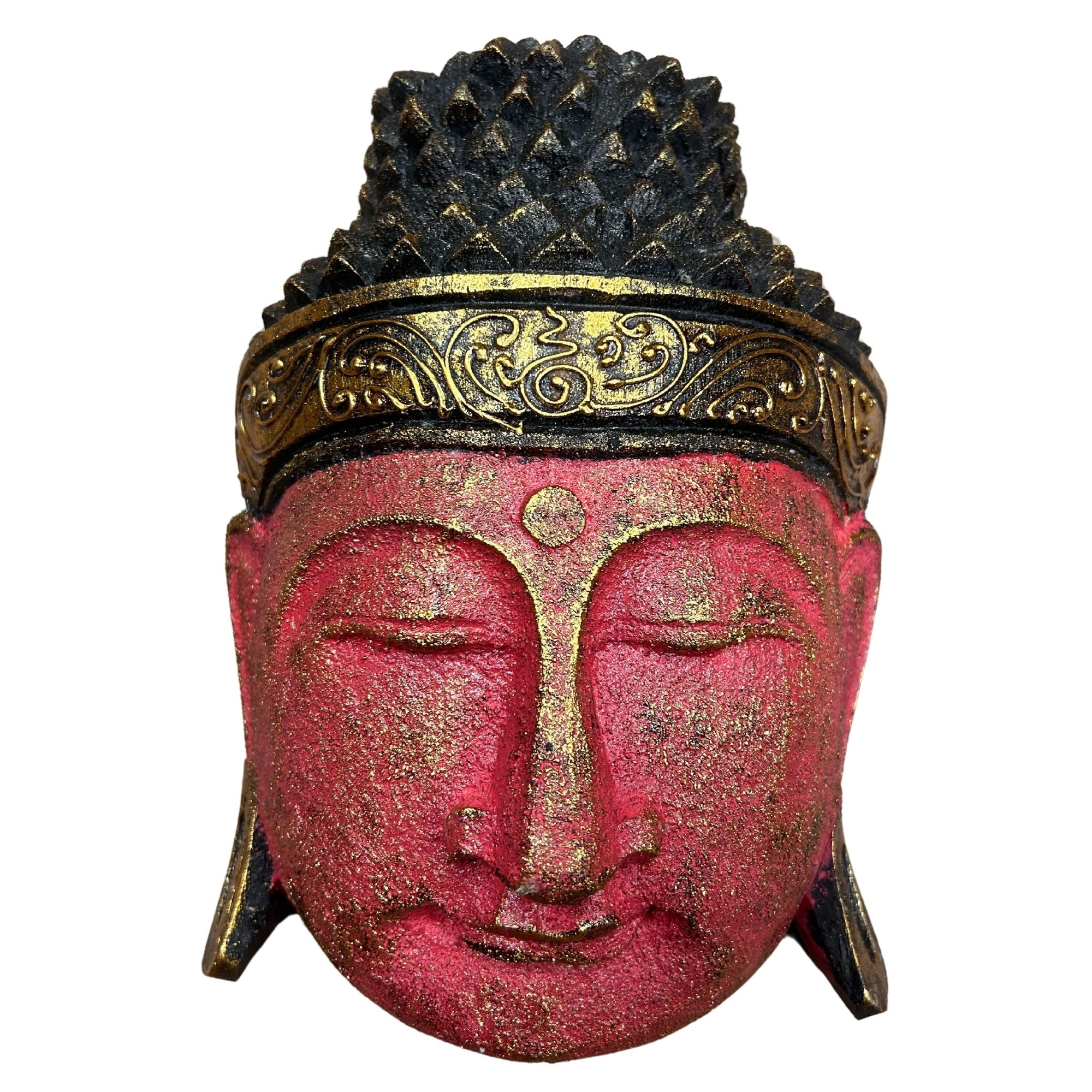 Tête de Bouddha décorative - 25 cm - Rouge vif