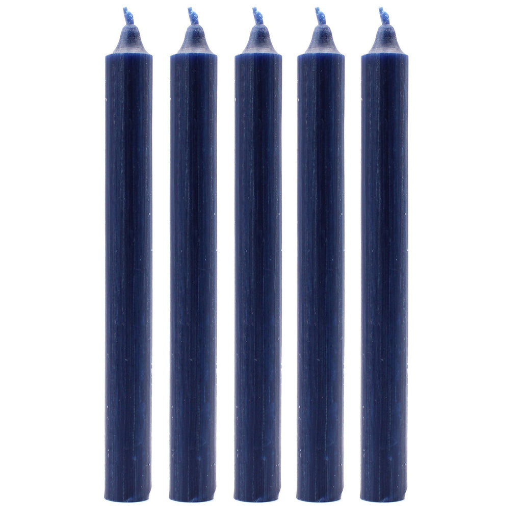 Bougies en vrac de couleur unie – Bleu marine rustique – Lot de 10