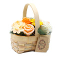 Bouquet en panier d'osier - orange moyen