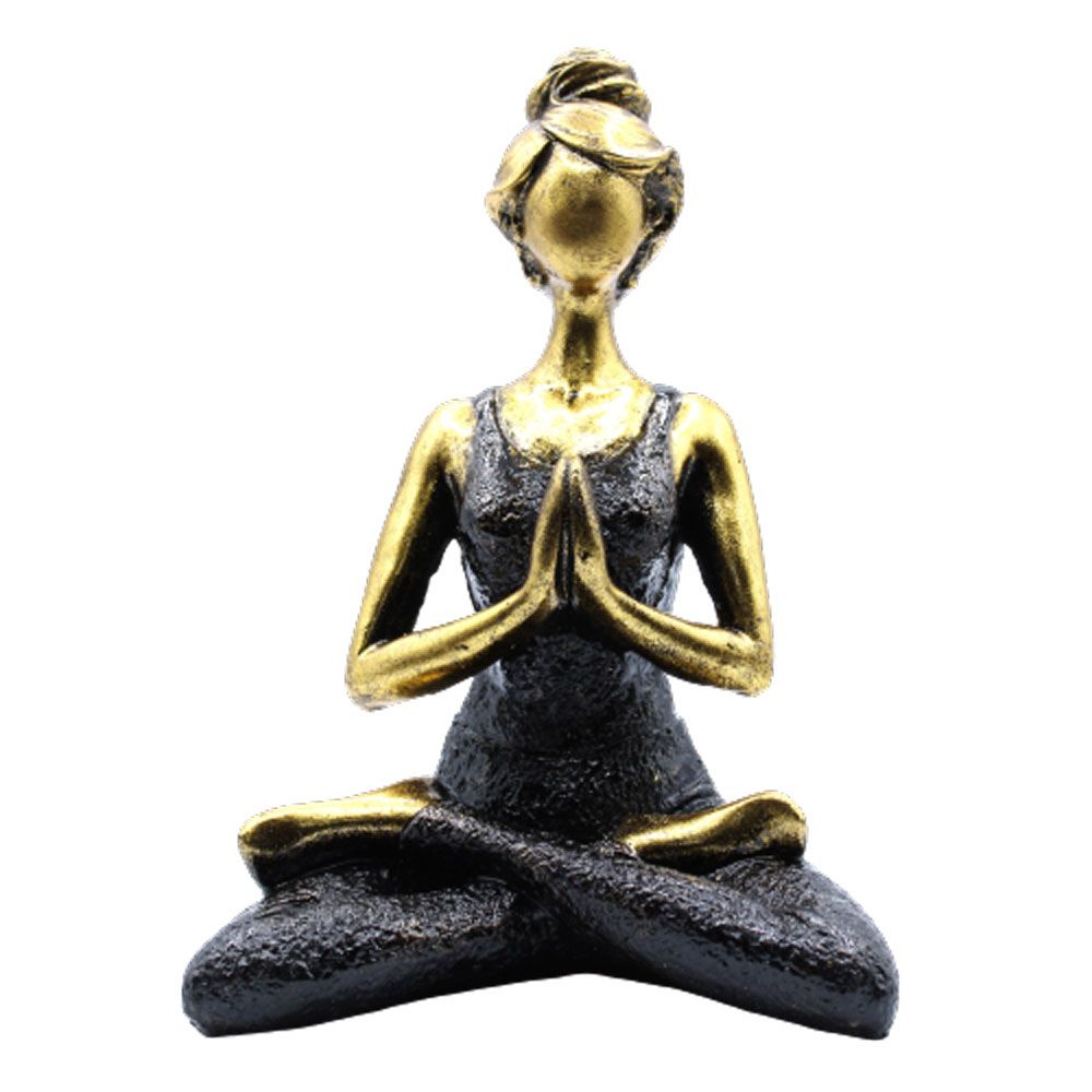Figurine de femme pratiquant le yoga - Bronze et noir 24 cm
