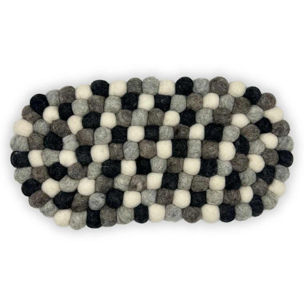 Tapis de table ovale en feutrine - 38 x 18 cm, gris multicolore